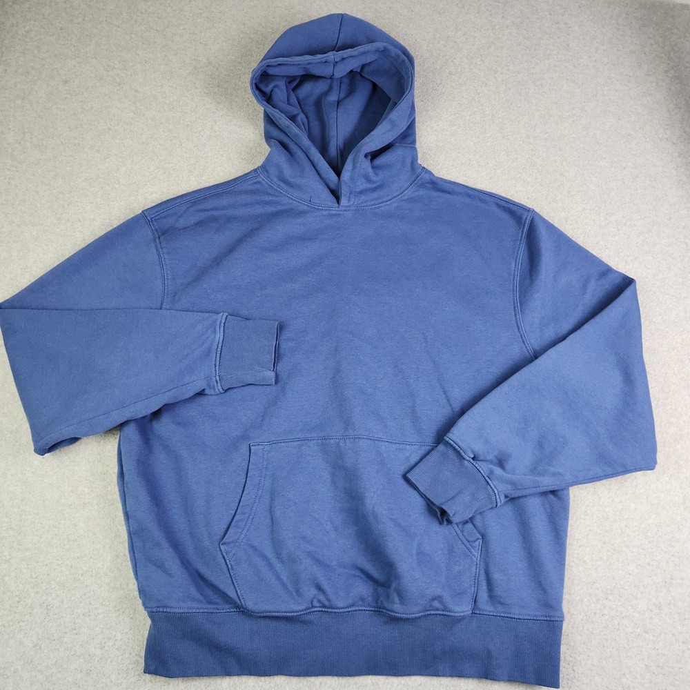 Old Navy Hoodie Mens XL Blue Fleece Lined Kangaroo Pocket Oversized Fit Pullover